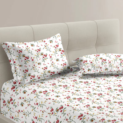 Petal 100% Pure Cotton Collection Percale Super King Bedsheet With 2 Pillow Covers