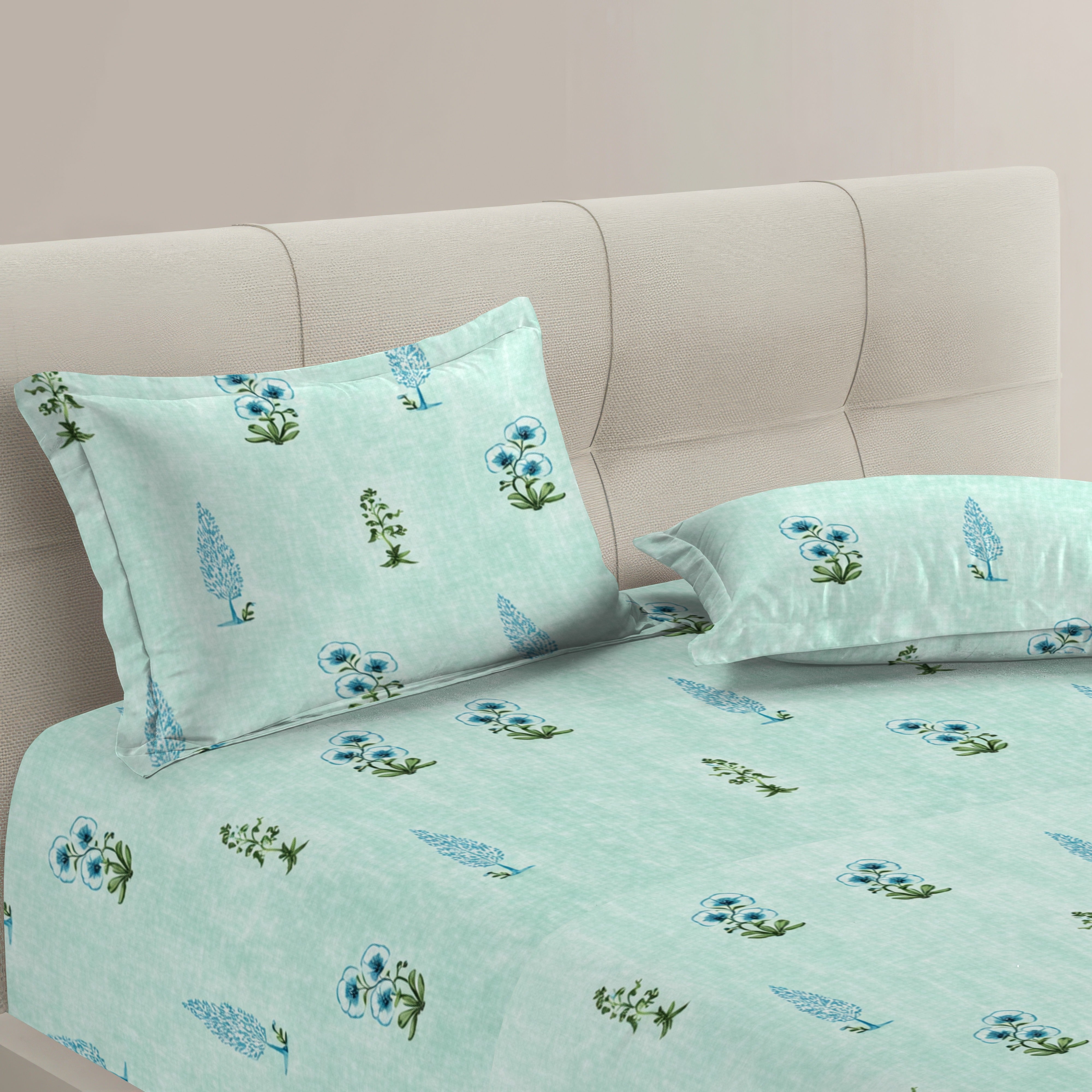 Petal 100% Pure Cotton Collection Percale Super King Bedsheet With 2 Pillow Covers