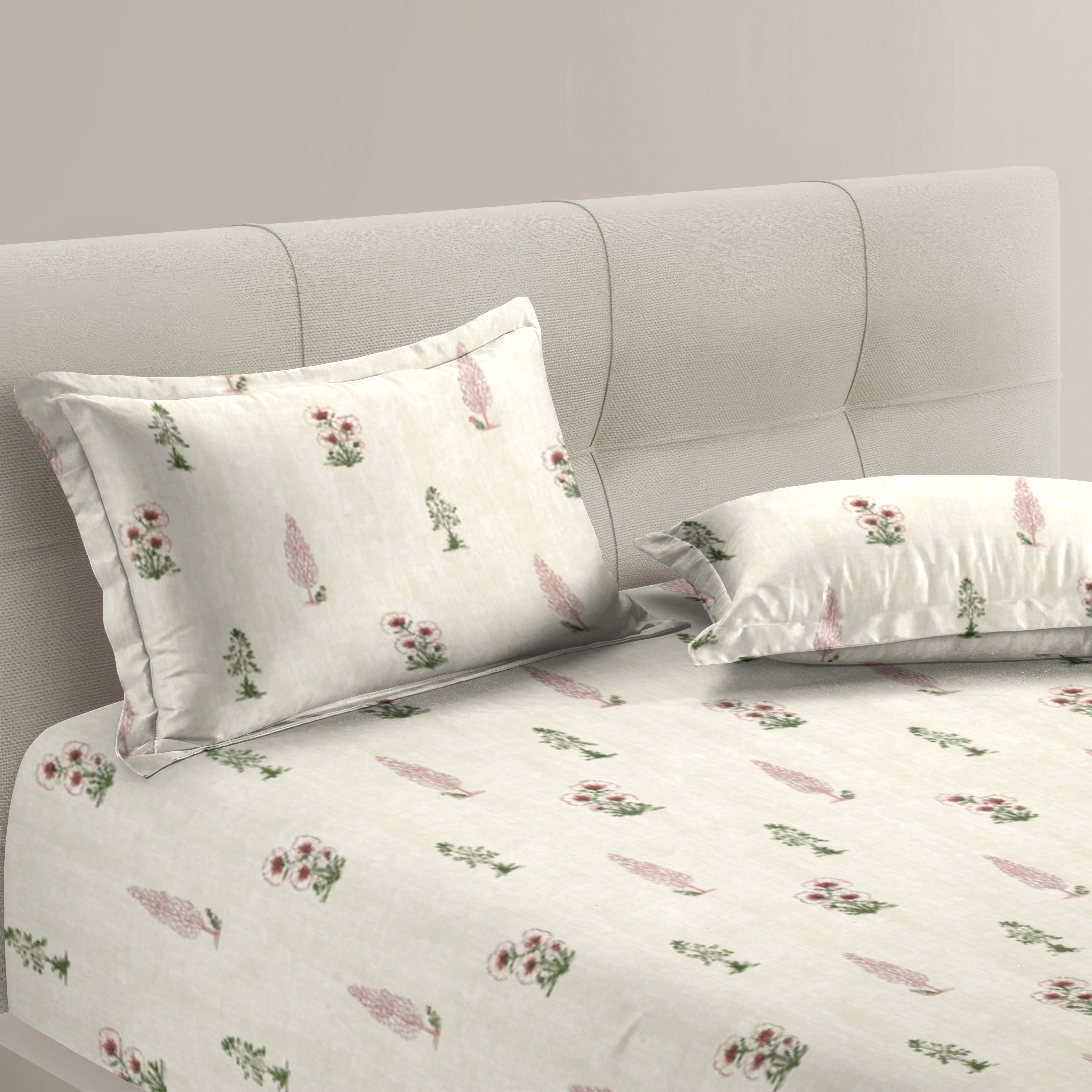 Petal 100% Pure Cotton Collection Percale Super King Bedsheet With 2 Pillow Covers