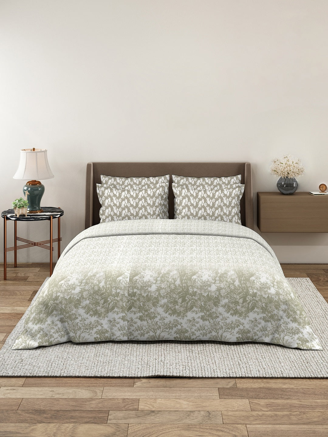 Vera 100% Pure Cotton Satin King Bedsheet With 2 Contrast Pillow Covers