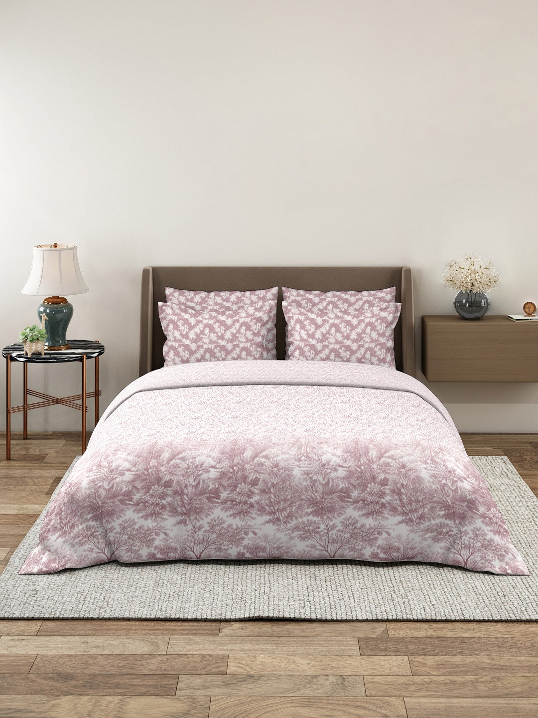 Vera 100% Pure Cotton Satin King Bedsheet With 2 Contrast Pillow Covers