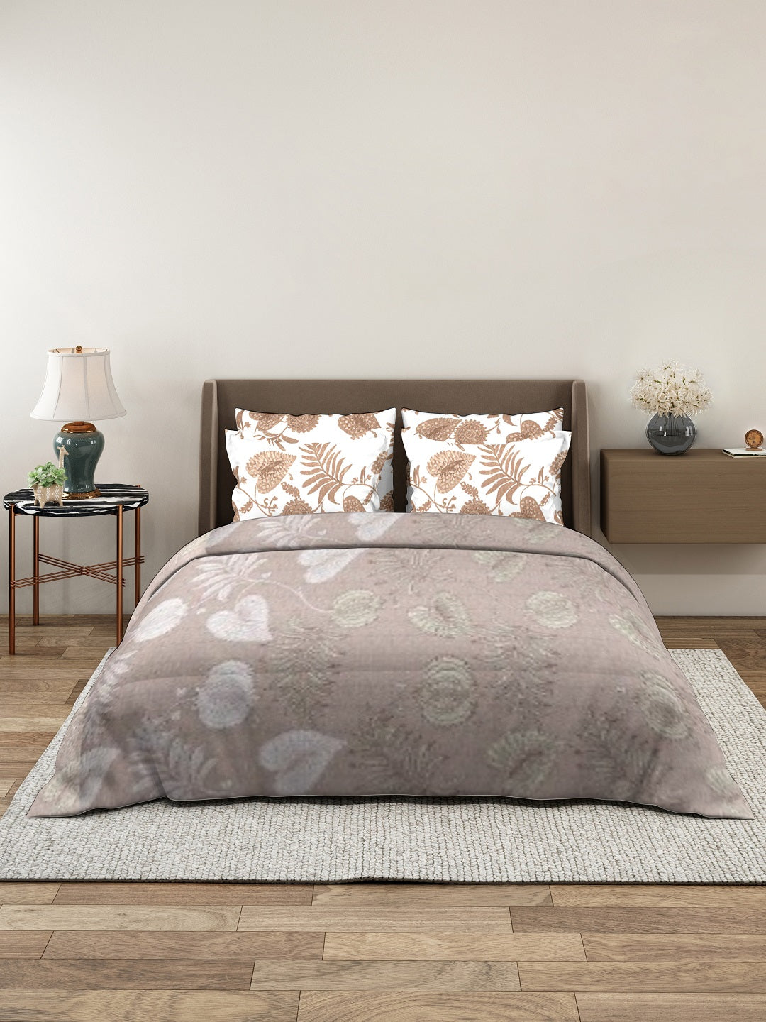 Vera 100% Pure Cotton Satin King Bedsheet With 2 Contrast Pillow Covers