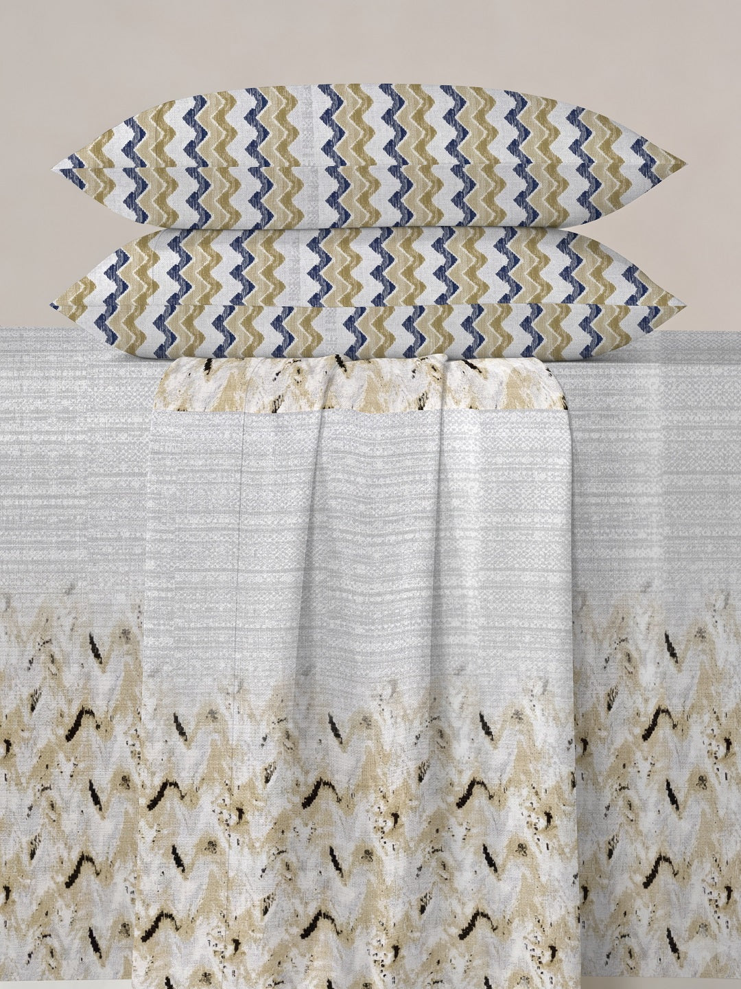 Vera 100% Pure Cotton Satin King Bedsheet With 2 Contrast Pillow Covers