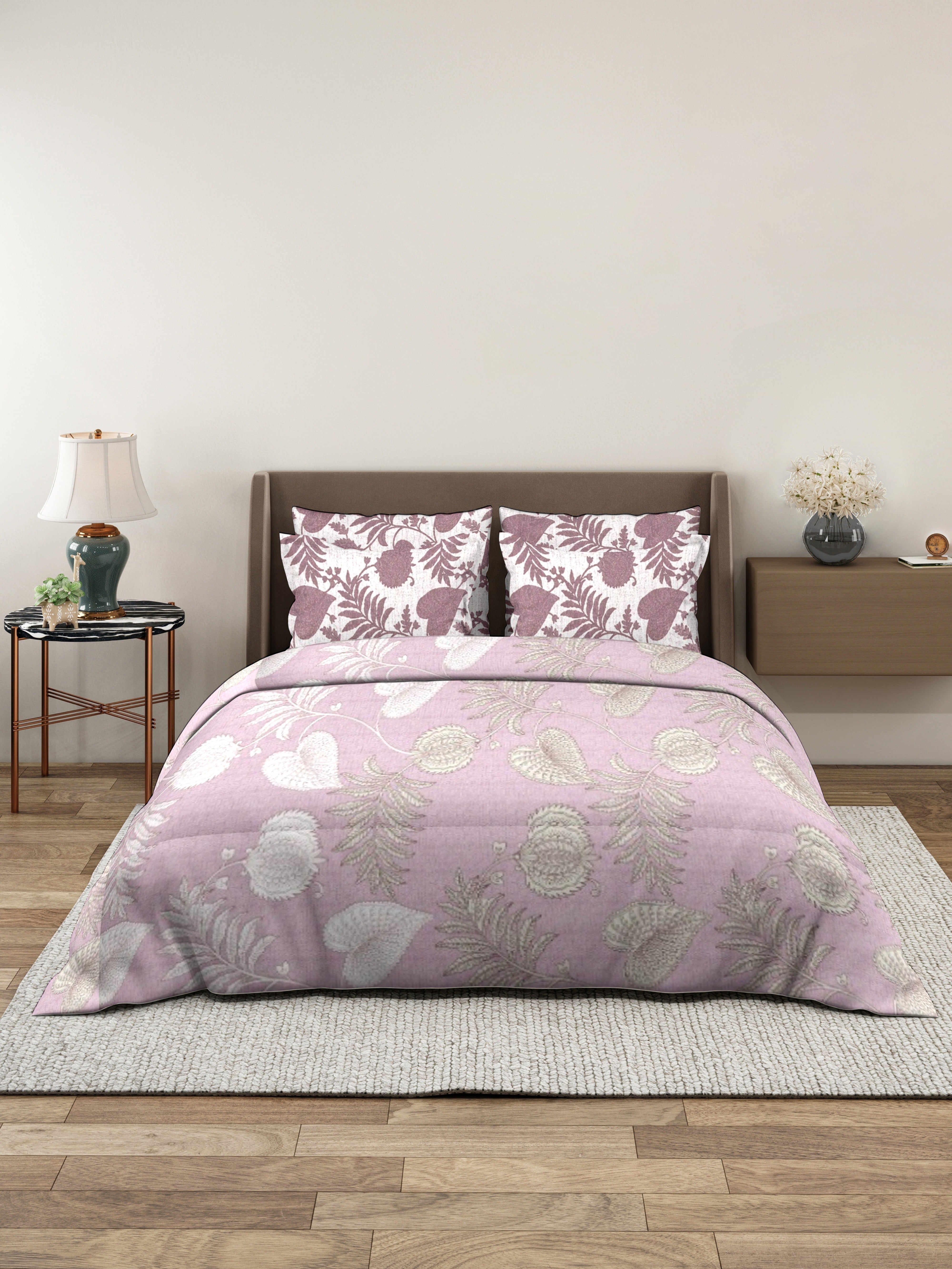 Vera 100% Pure Cotton Satin King Bedsheet With 2 Contrast Pillow Covers