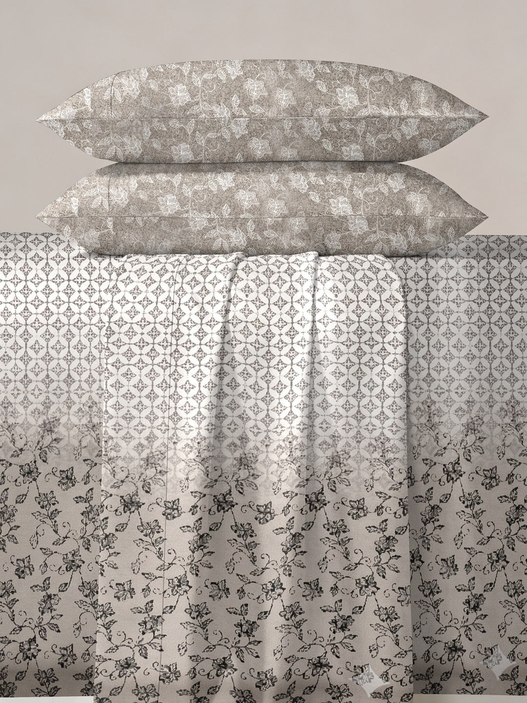 Vera 100% Pure Cotton Satin King Bedsheet With 2 Contrast Pillow Covers