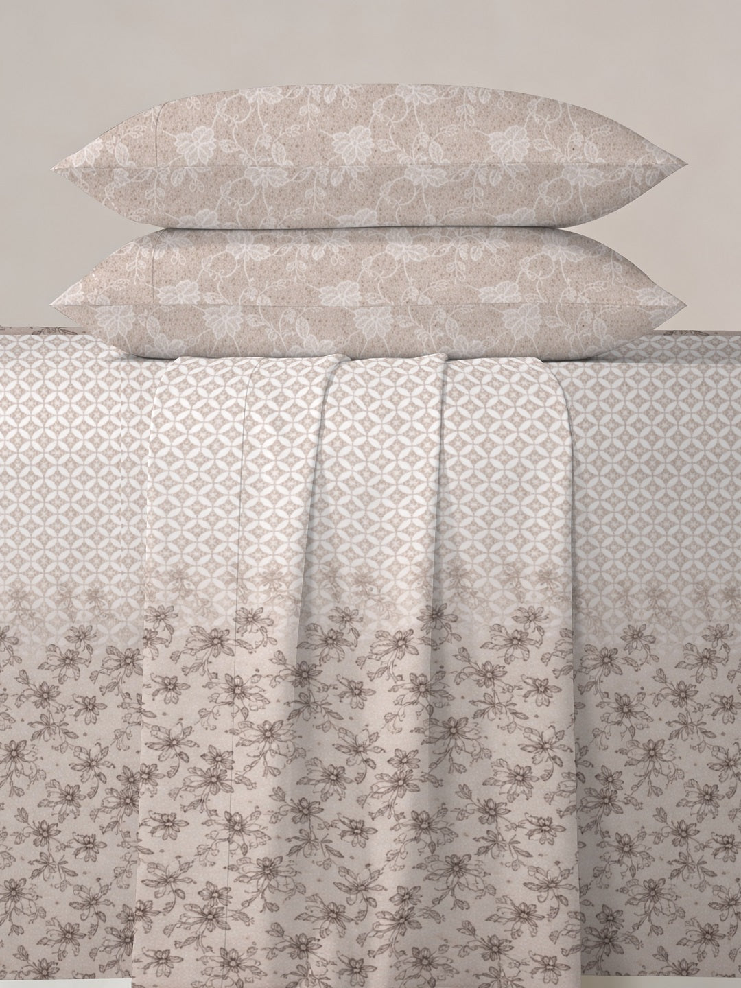 Vera 100% Pure Cotton Satin King Bedsheet With 2 Contrast Pillow Covers