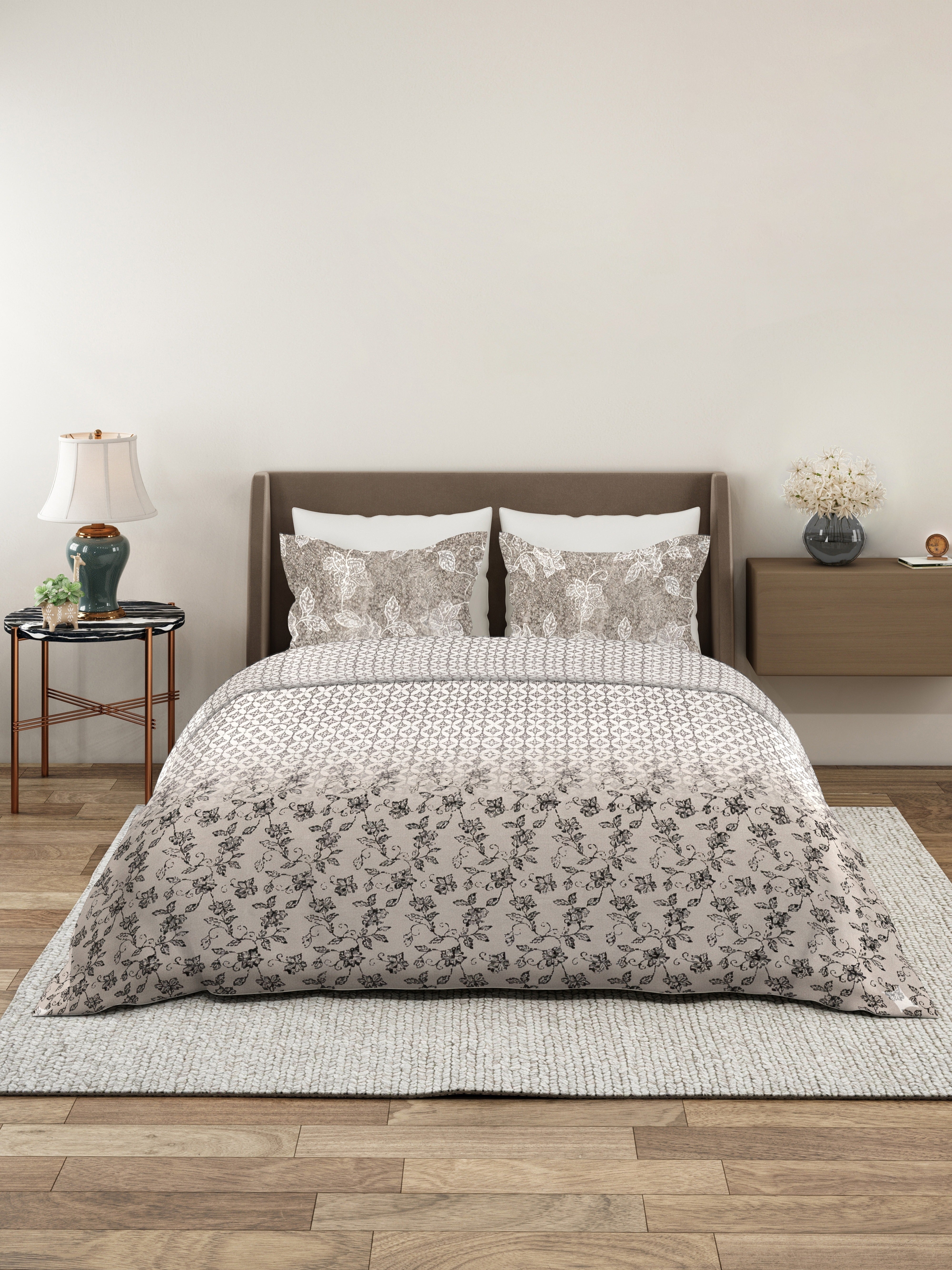 Vera 100% Pure Cotton Satin King Bedsheet With 2 Contrast Pillow Covers