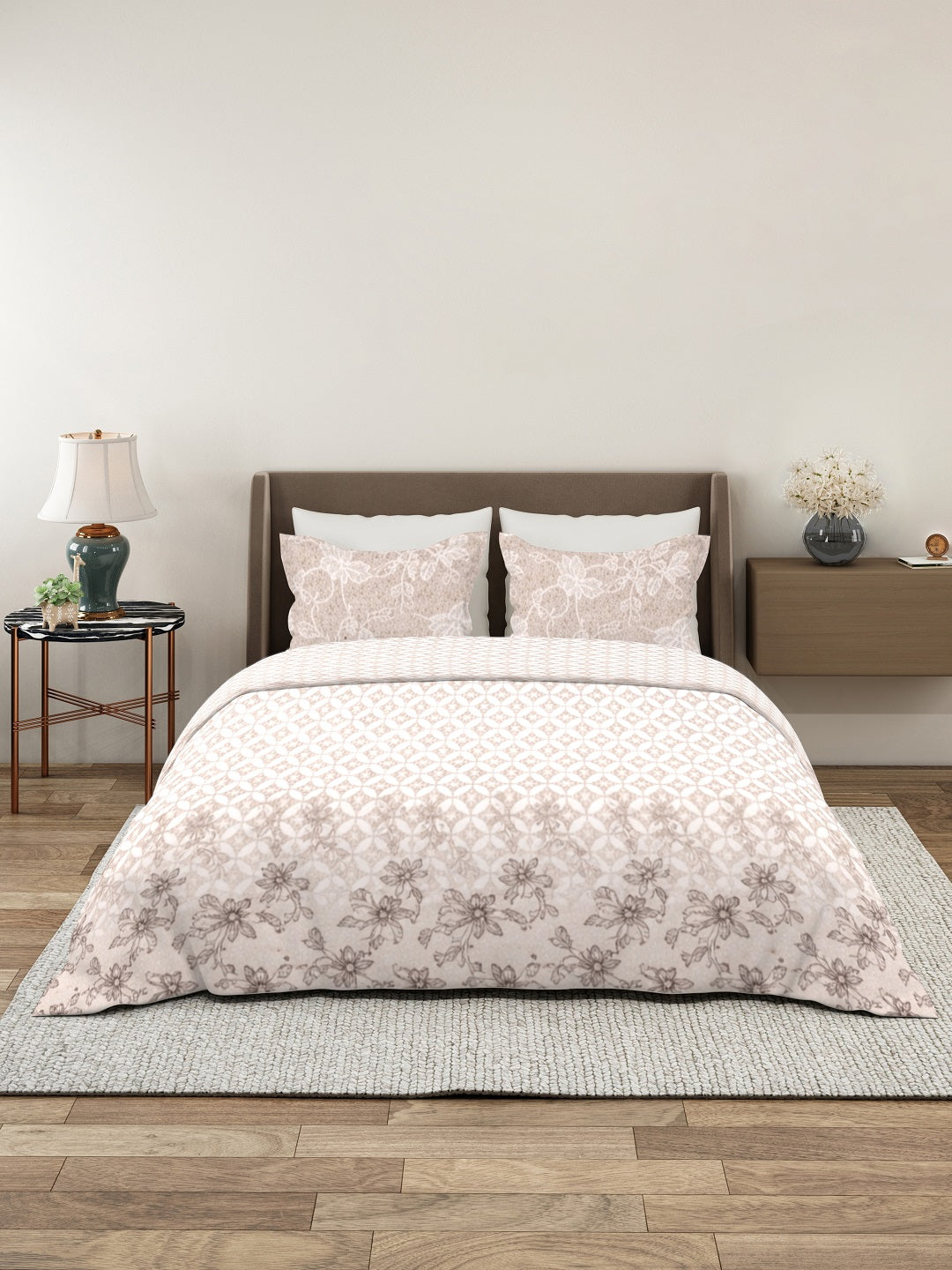 Vera 100% Pure Cotton Satin King Bedsheet With 2 Contrast Pillow Covers