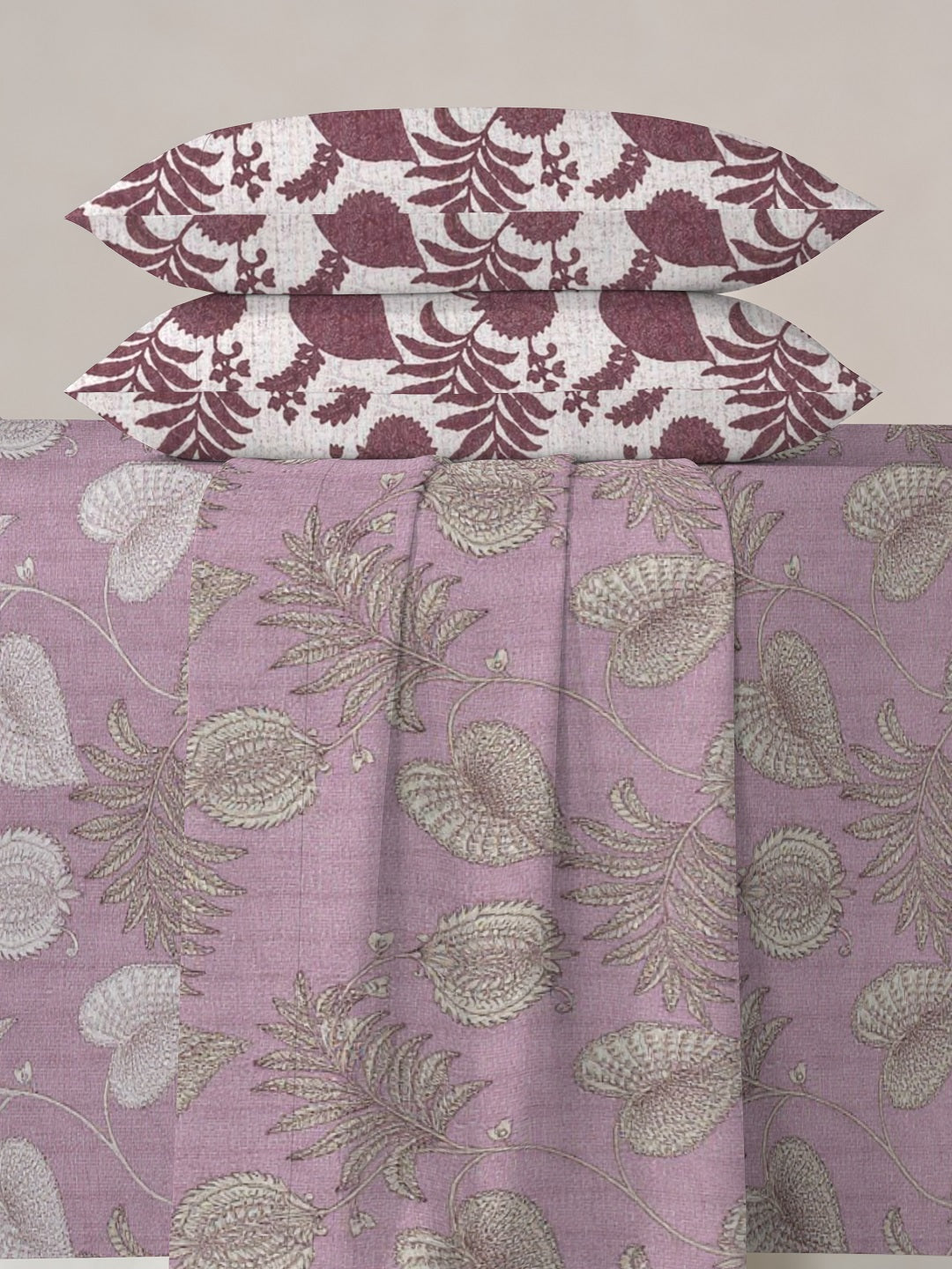 Vera 100% Pure Cotton Satin King Bedsheet With 2 Contrast Pillow Covers