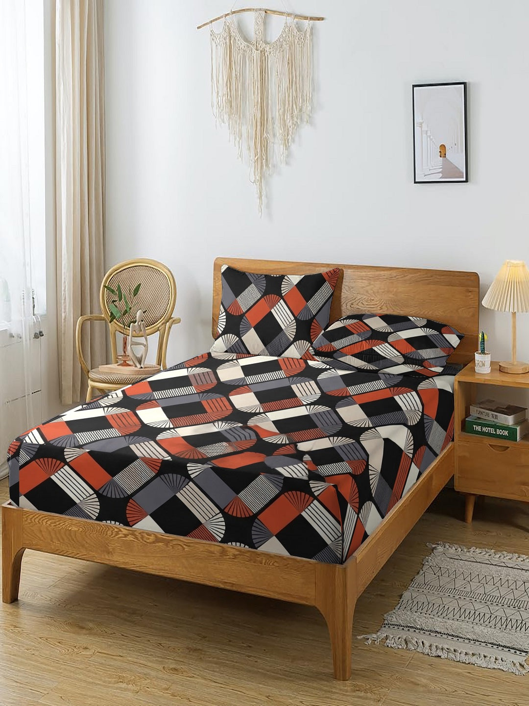 Quirky Home Coral Collection Double Bedsheet with 2 Pillow Cover - Grey