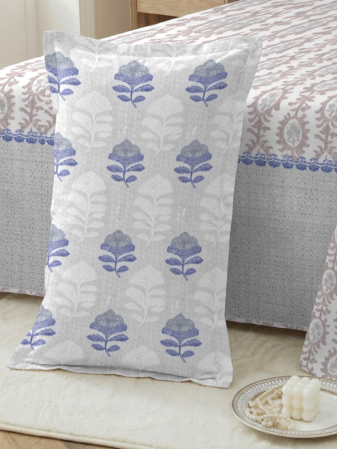 Vera 100% Pure Cotton Satin King Bedsheet With 2 Contrast Pillow Covers