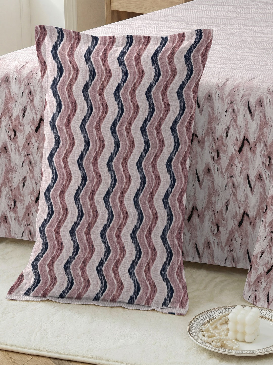 Vera 100% Pure Cotton Satin King Bedsheet With 2 Contrast Pillow Covers