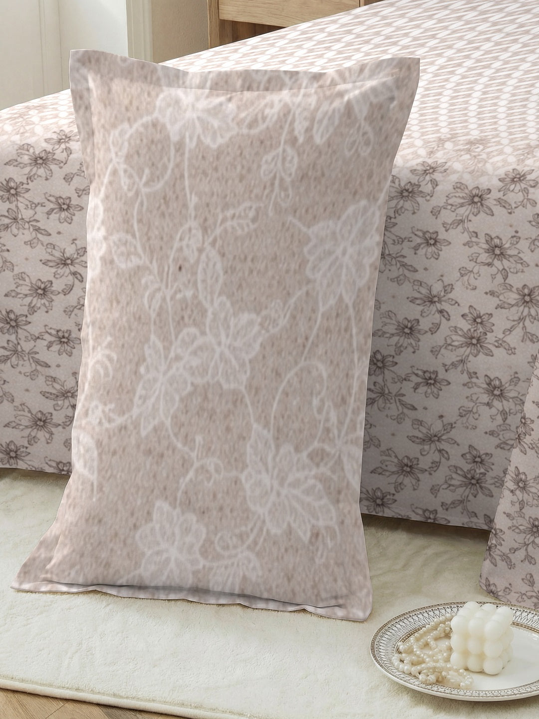 Vera 100% Pure Cotton Satin King Bedsheet With 2 Contrast Pillow Covers