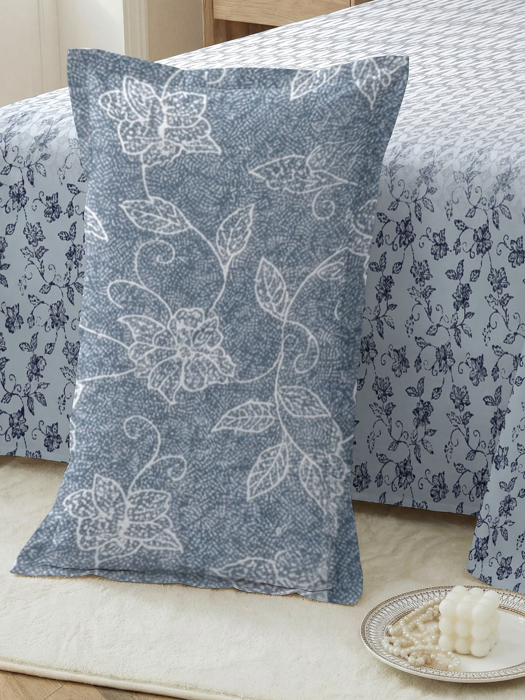Vera 100% Pure Cotton Satin King Bedsheet With 2 Contrast Pillow Covers