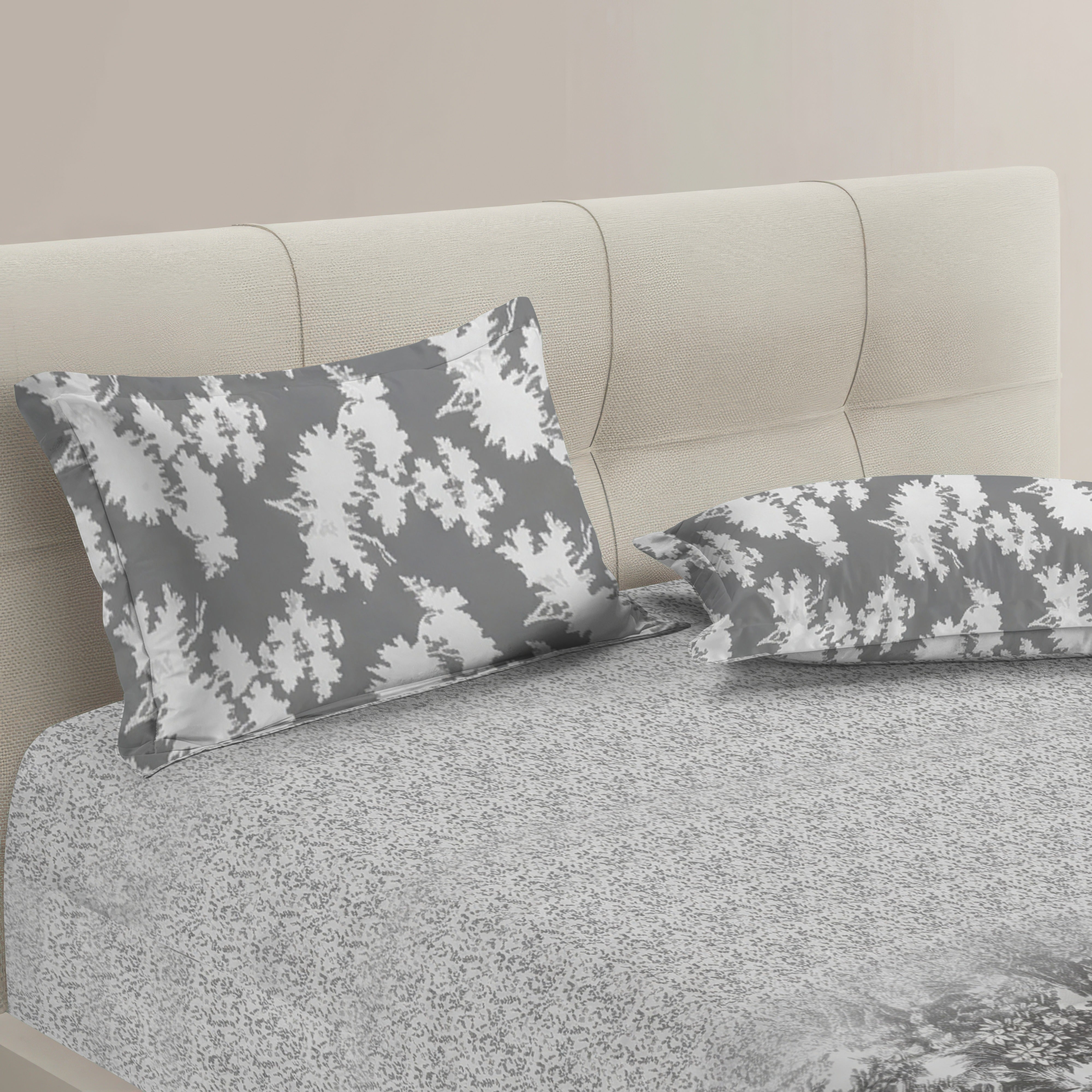 Vera 100% Pure Cotton Satin King Bedsheet With 2 Contrast Pillow Covers