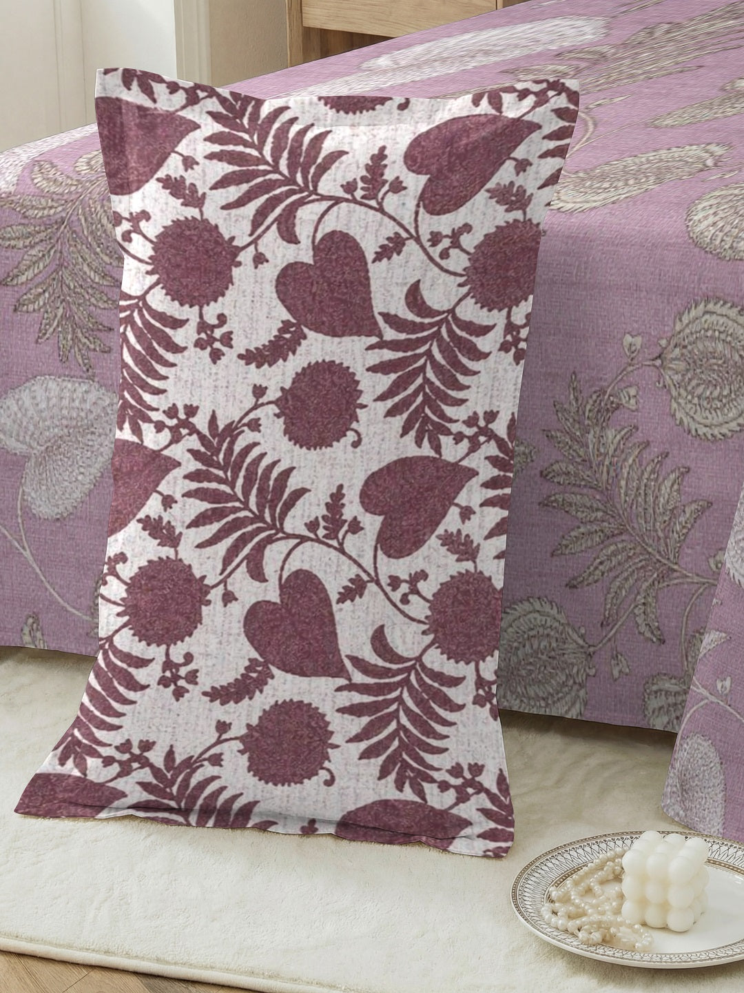 Vera 100% Pure Cotton Satin King Bedsheet With 2 Contrast Pillow Covers