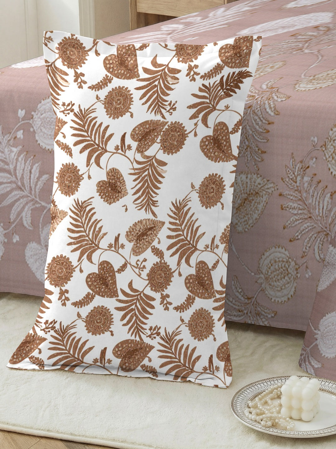 Vera 100% Pure Cotton Satin King Bedsheet With 2 Contrast Pillow Covers