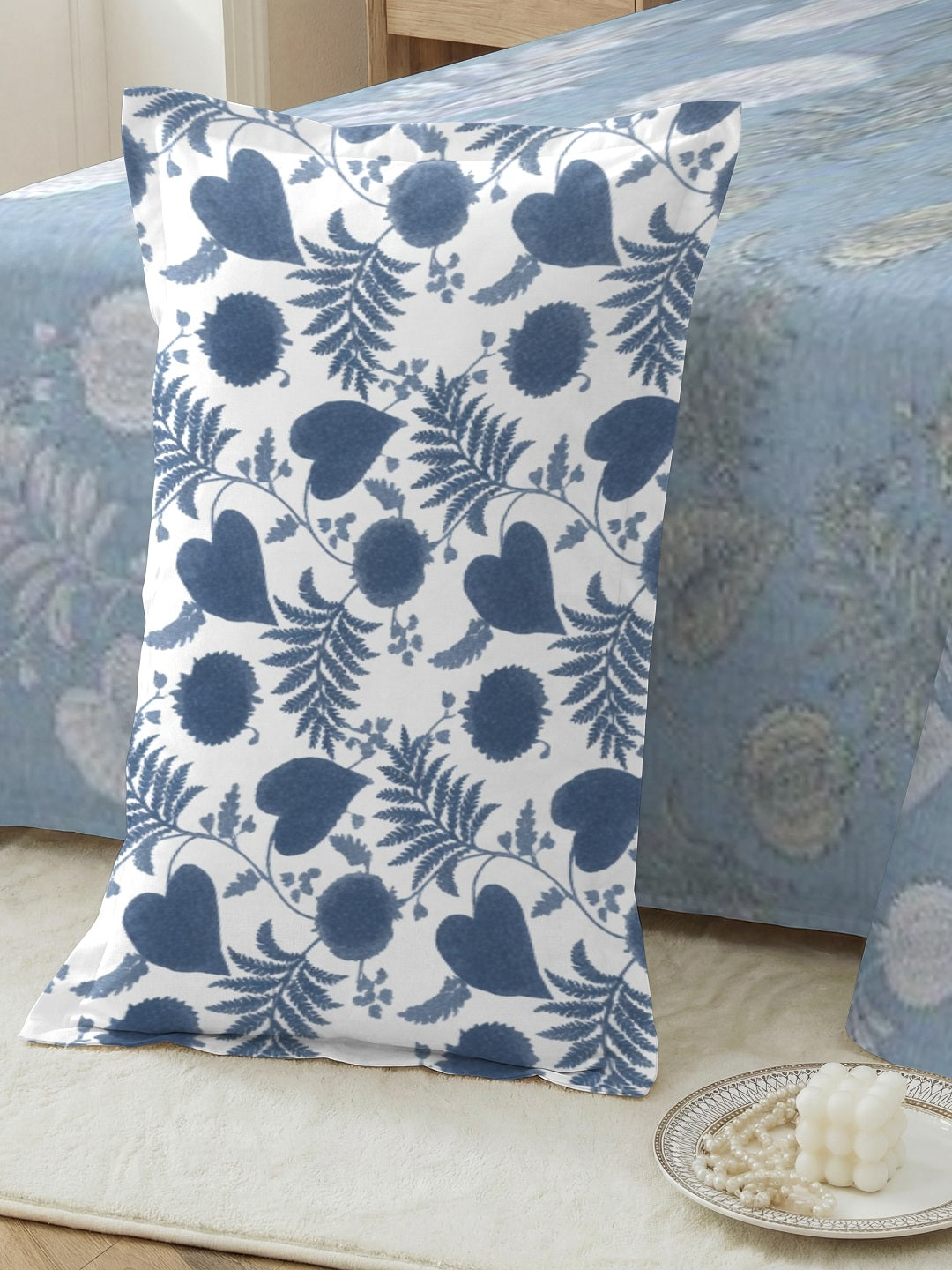 Vera 100% Pure Cotton Satin King Bedsheet With 2 Contrast Pillow Covers