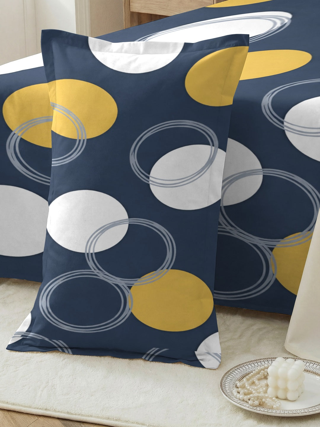 Quirky Home Coral Collection Double Bedsheet with 2 Pillow Cover - Blue
