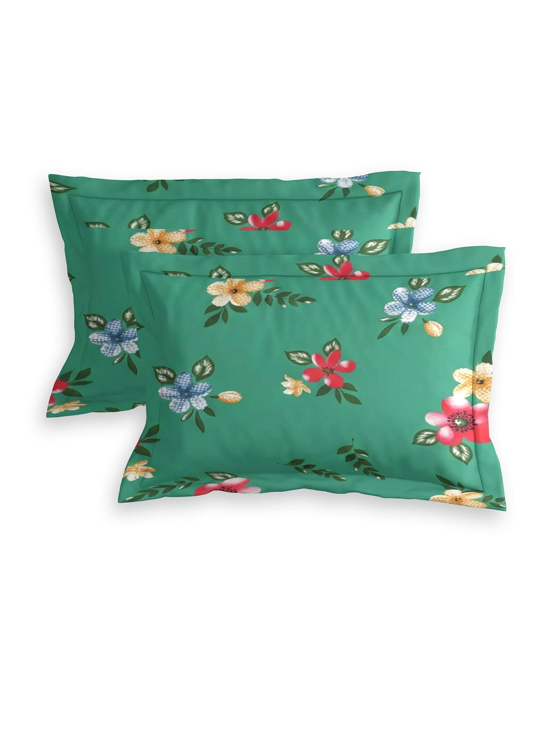 Quirky Home Coral Collection Double Bedsheet with 2 Pillow Cover - Green