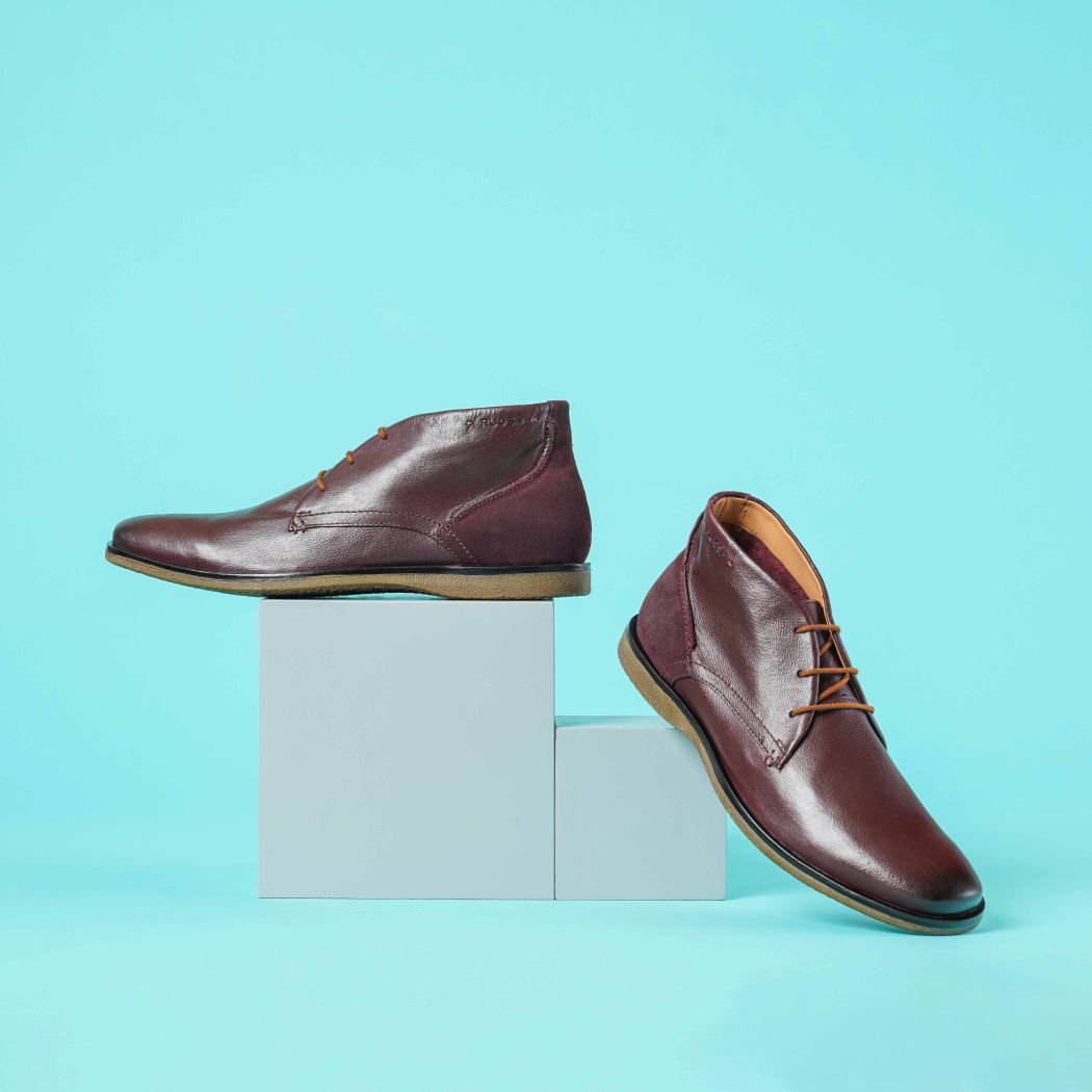 The Venice Ruosh Men Burgundy Ankle Chukka Boot