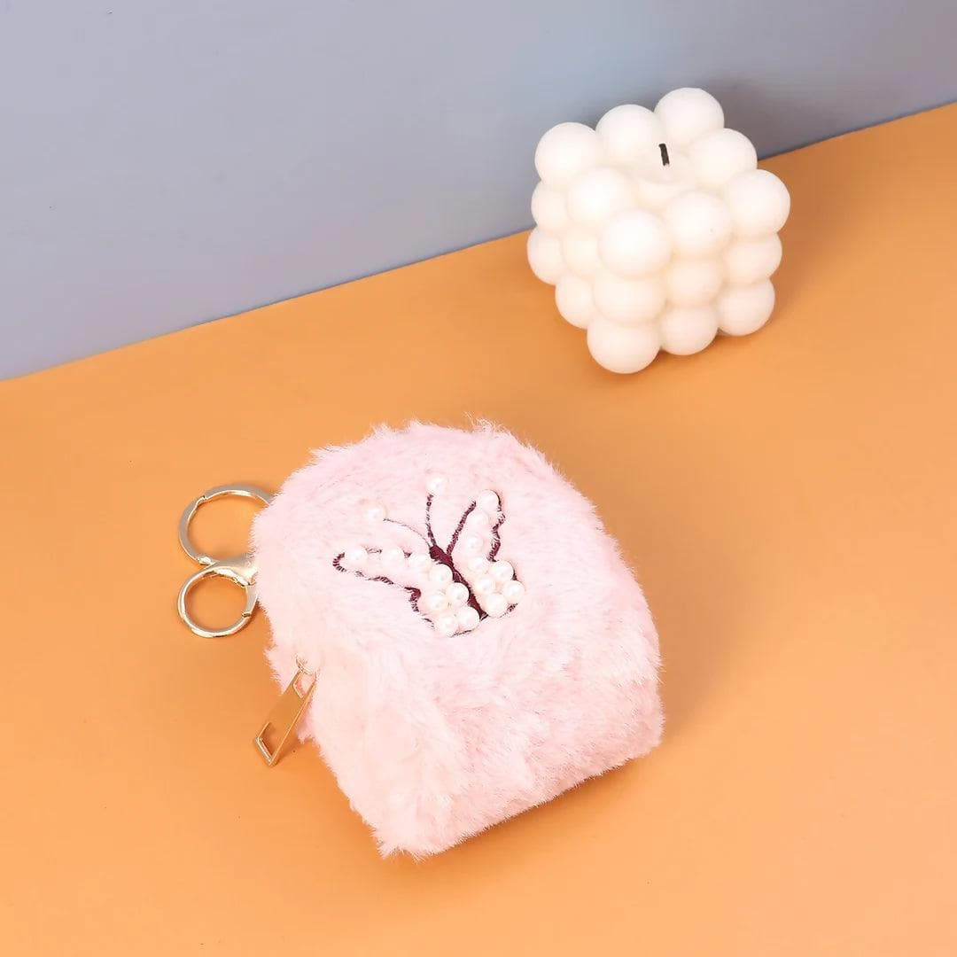 A Stylish 2in1 keychain and pouch (pink butterfly) . - HalfPe