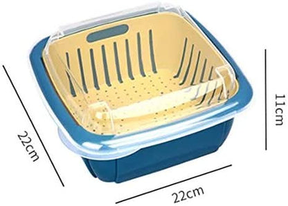 Double Layer Collapsible Food Drainer Basket with Strainers