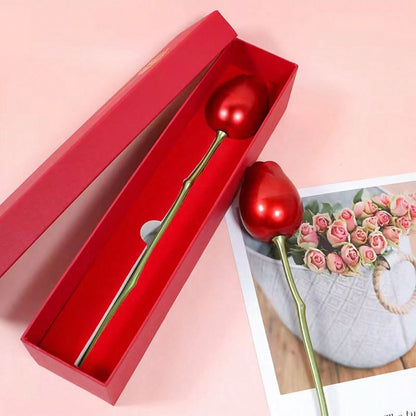 Metal Red Rose Jewelry Box for Couples