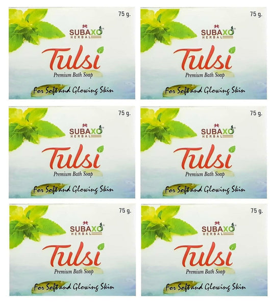 SUBAXO Tulsi Bath Soap Duo Glowing Skin (6x75g,Pack Of 6) - HalfPe