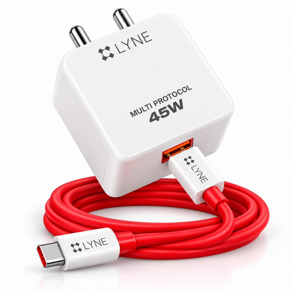 LYNE Chamber 27C Pro 45W Super VOOC Fast Charger with USB Output & 1M USB to Type-C Cable