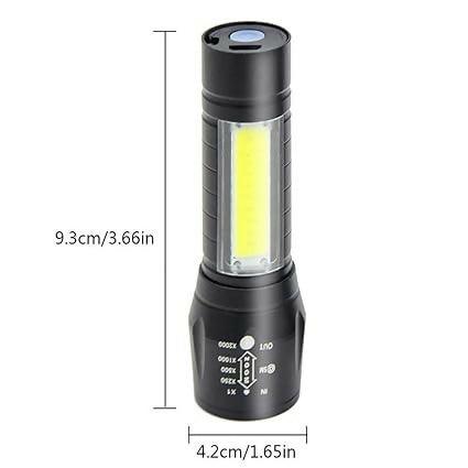 LED Rechargeable Tactical Flashlight 3 Modes USB ChargingBuilt-in 14500 Battery with USB Cable Storage Box - HalfPe