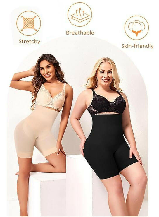 Premium High-Waist Tummy Control Shapewear – Pack of 2 (Multicolor)
