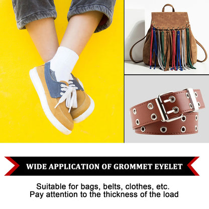 Grommet Setting Tool With 25 Pcs Gold Eyelets Grommets Steel Hole Punch Setter Kit For Leather Canvas All Fabrics Men And Women Clothes Shoes Belts Bags Crafts