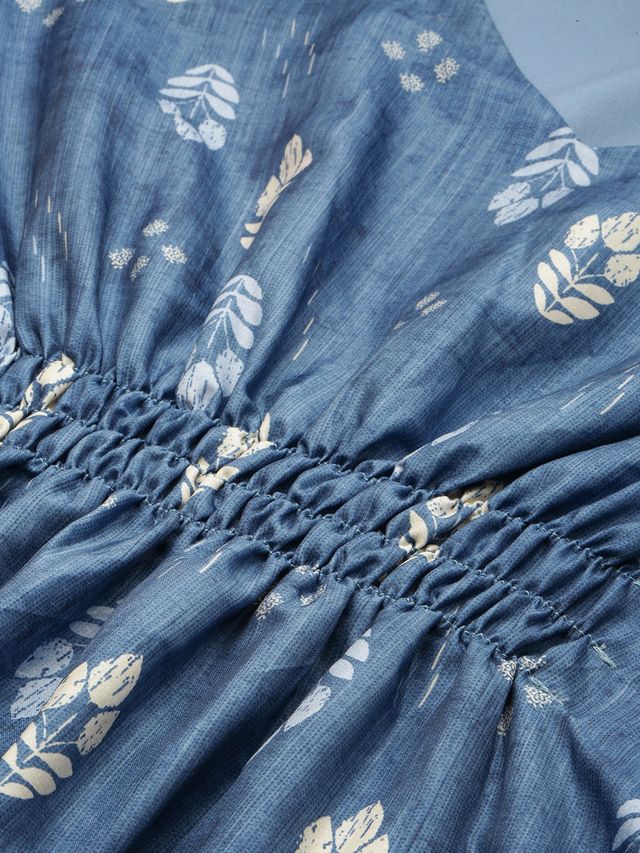 Bollywood Vogue Ready To Wear Blue Digital Printed Kaftan Dress