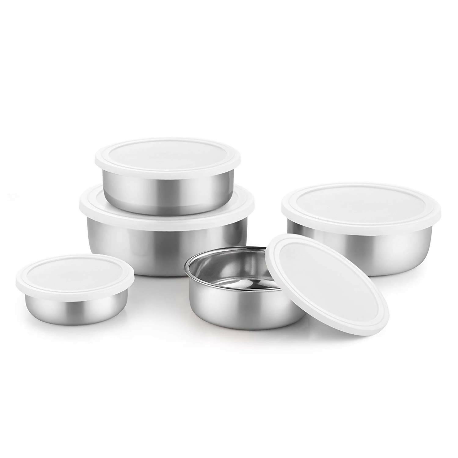 Set Of 5 Pcs Stainless Steel Air Tight Lid Bowl, 950 Milliliter - 950 Ml88