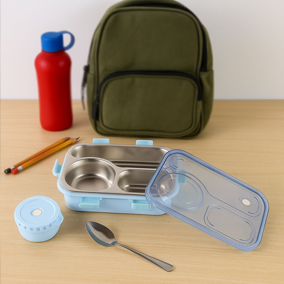 Premium Stainless Steel Compartment Lunch Box 1 Set HP DD