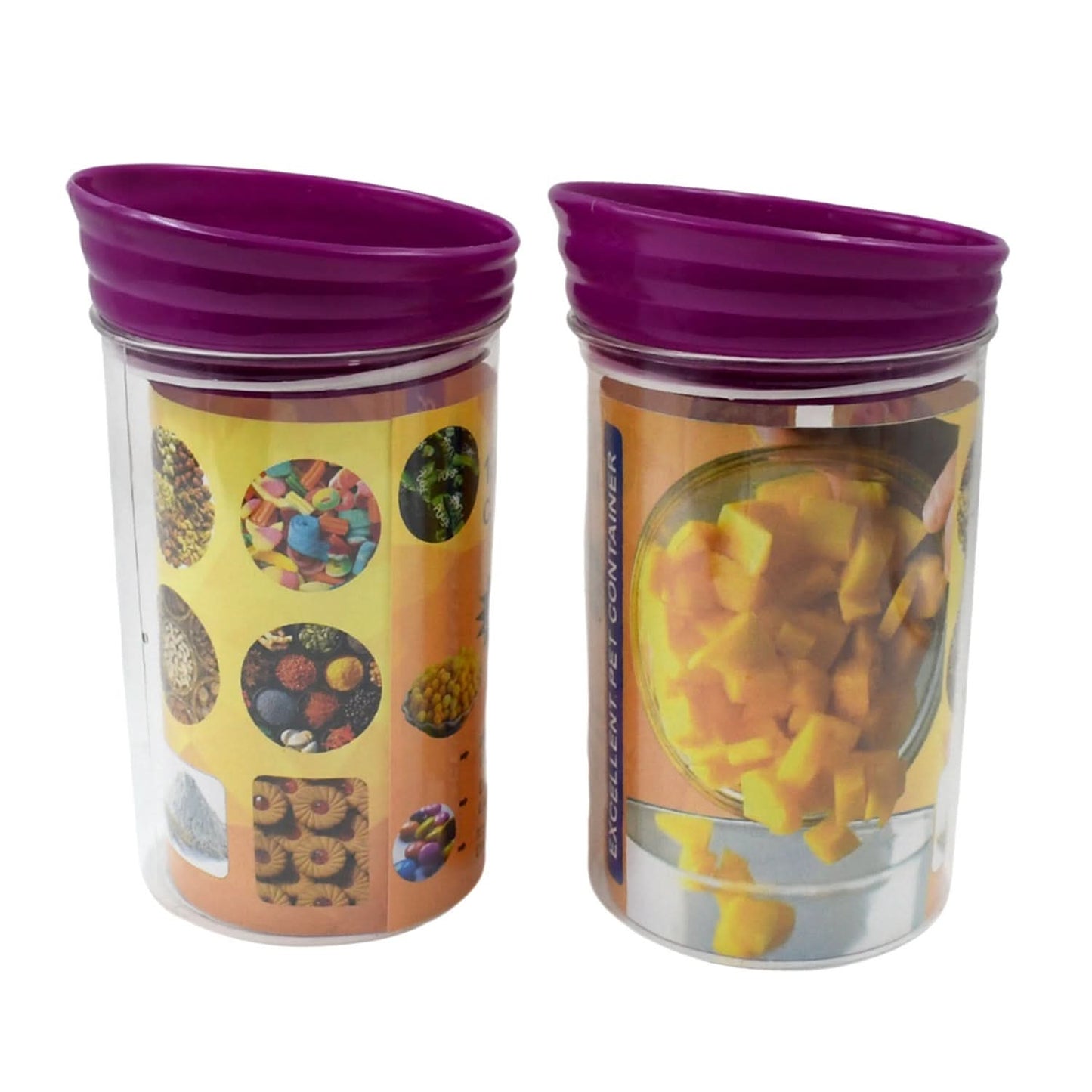 Airtight Kitchen Food Storage Containers – 1200ml Plastic Jar Set (2 Pc, Transparent)