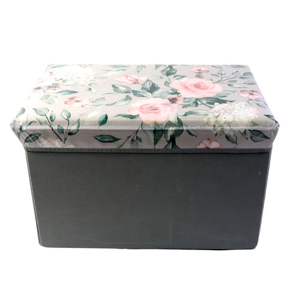 Premium Foldable Storage Box With Floral Lid (1 Pc)