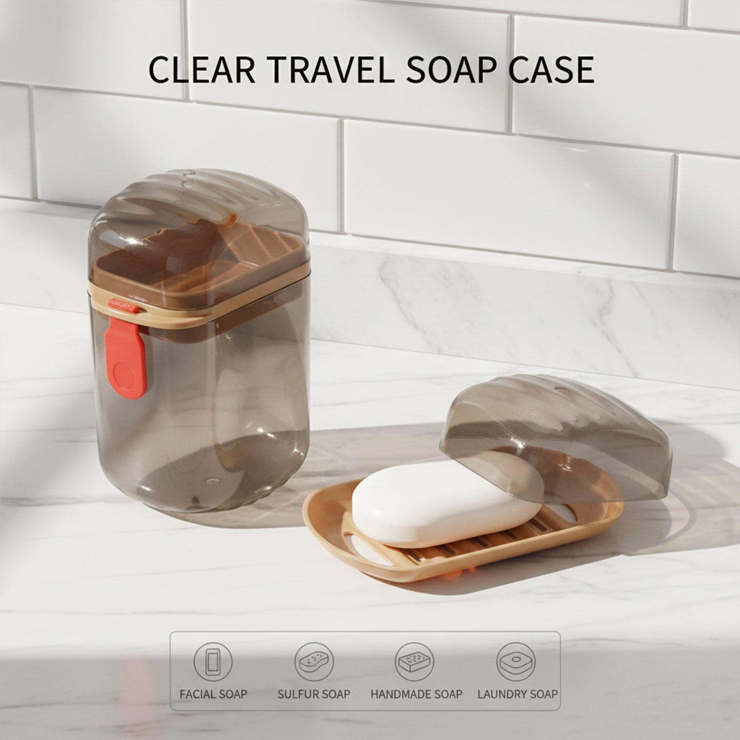 Premium Plastic Soap Box With Drain Tray  Protective Cover