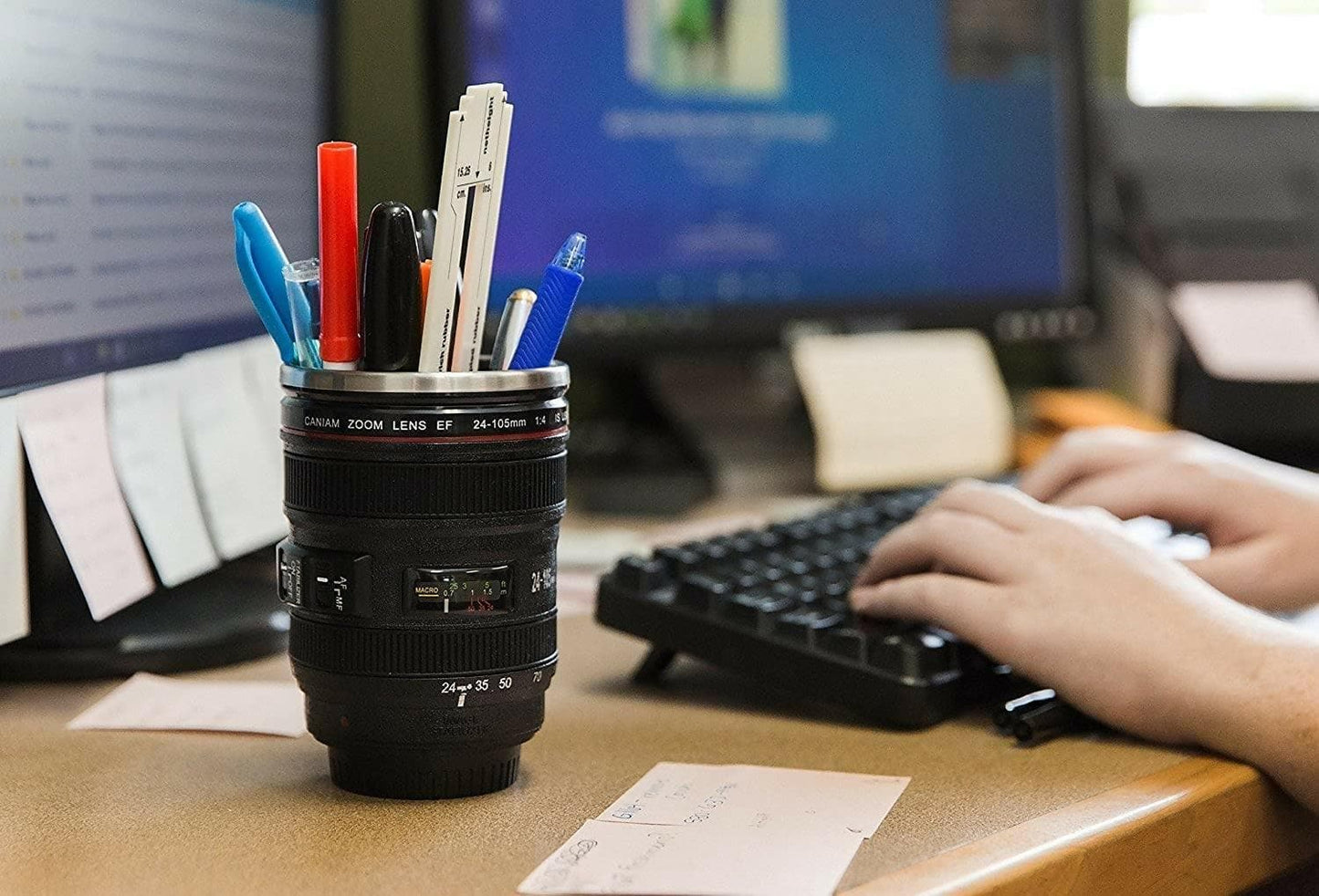 Camera Lens Shape Pen / Pencil Holder (Black) - HalfPe