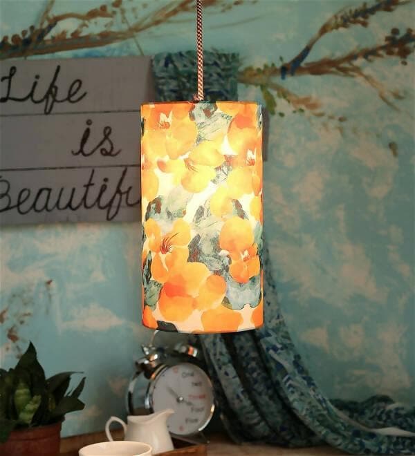 Orange Flowers Cylindrical Hanging Shade - HalfPe