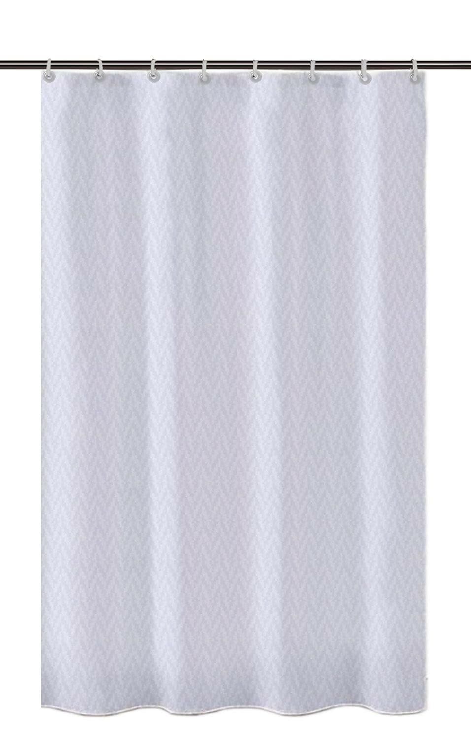 Lushomes Heavy Duty Fabric Shower Curtain, water resistant Partition Liner for Washroom, W6 x H6.5 FT, W 72 x H 80 Inches with Shower Curtains 12 Plastic Eyelet % 12 C-Rings (Non-PVC), Colour White - HalfPe