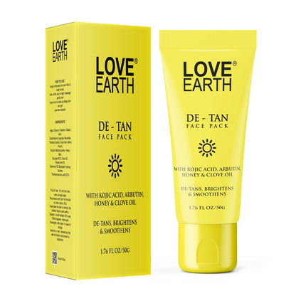Love Earth De-Tan Face Pack For Instant Tan Removal Brightens & Smoothens All Skin Type 50G