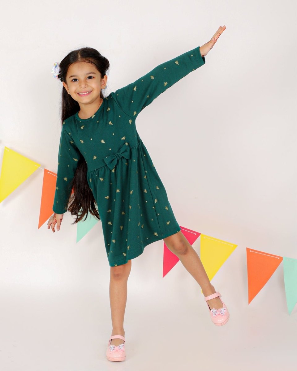 Jingle Jolly Girls Casual Dress - KWND-GRNCH-1-2
