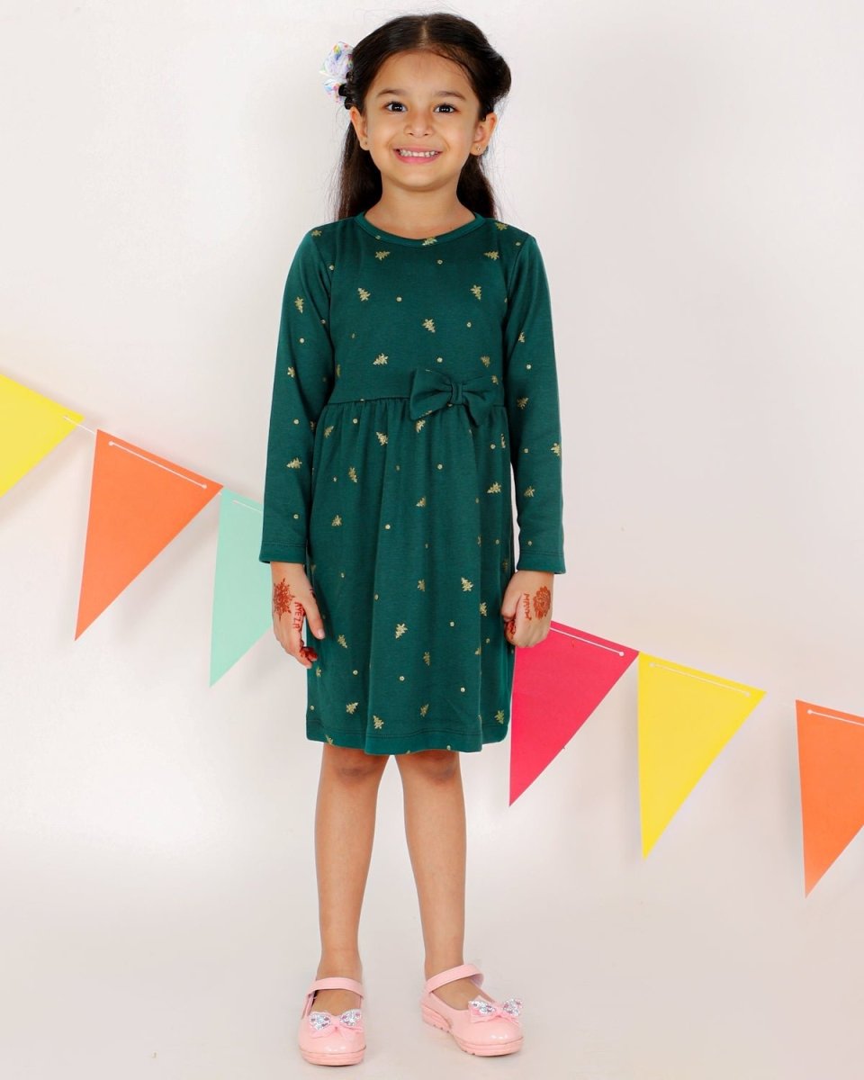 Jingle Jolly Girls Casual Dress - KWND-GRNCH-1-2