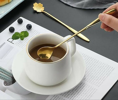 Golden Spoon Set/Coffee Spoon/Dessert Spoons/Cutlery Kitchen Tableware/Stainless Steel Gold Different Shape Coffee Spoons, Set of 4 Pcs,24 Centimeter