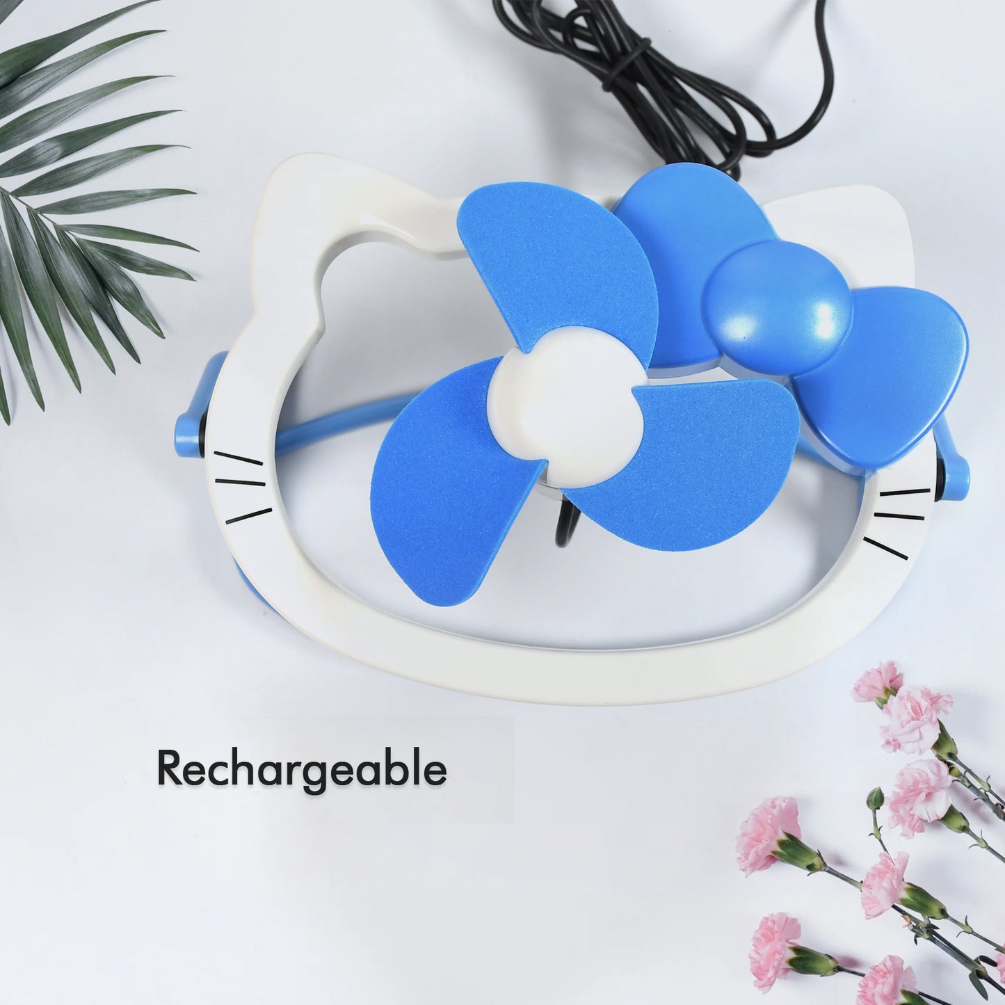 Hello Kitty Cartoon Fan Cute Bright Color Desktop Office Usb Mini Fan Personal Desktop Fan (Battery Not Include)
