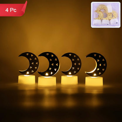 Decorative Moon Shaped Flameless Led Candles Warm Yellow Light for Home(4 Pc)