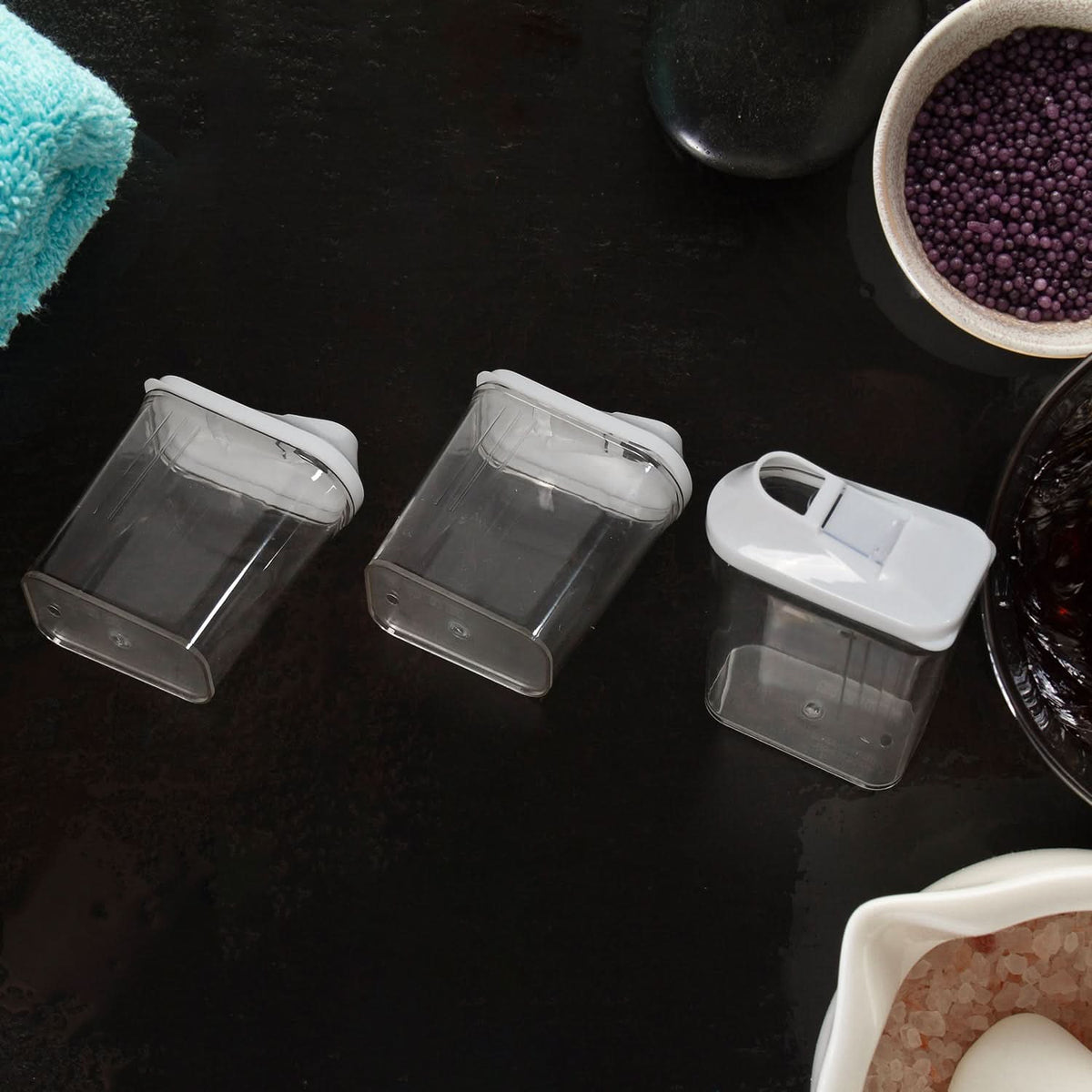 Kitchen Storage Container  Transparent Jars for Organizing Home Pantry (Set of 3) HP DD