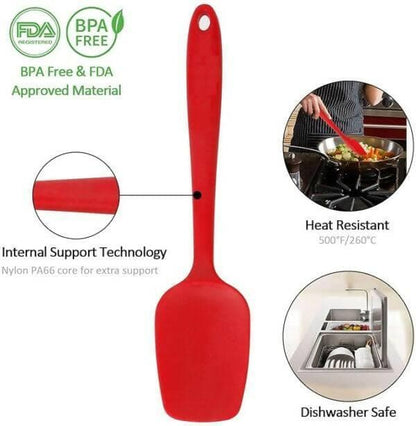 P-plus international silicone non-stick eat resistant kitchen utensil spatula red spoon (pack of 2) - HalfPe